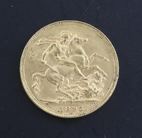 A Victoria gold sovereign 1895, nick to edge at 3 oclock on reverse otherwise EF
